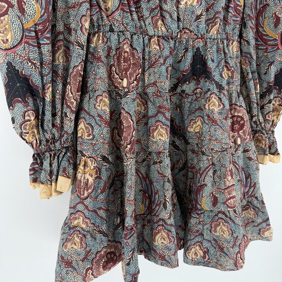 Ulla Johnson Women's Caris Carmine Batik Floral Puff Sleeve Mini Dress Small/Med - Picture 11 of 11